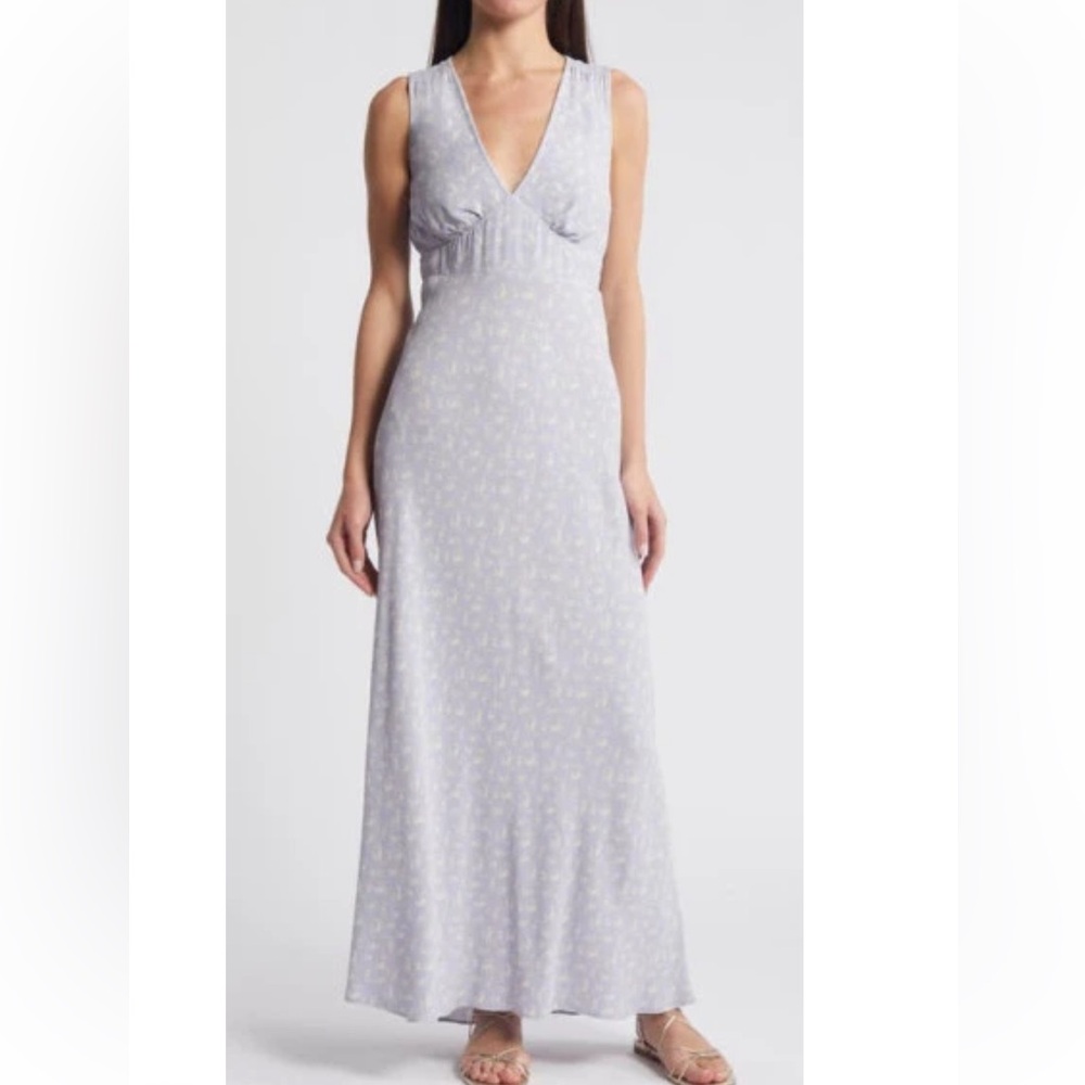 Treasure & Bond Floral Maxi Dress Floral in Purple- Ivory Little Paris Size XS
